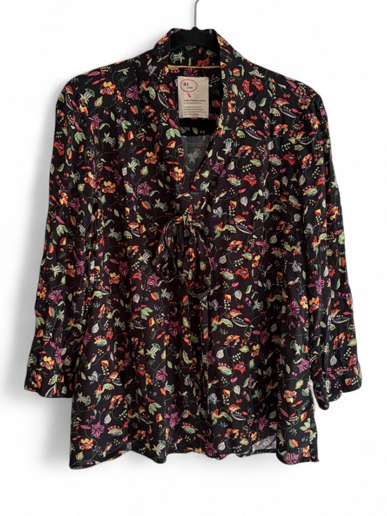 Anthropologie Tops - 21 of 52 Anthropologie Black Floral Tie Neck Blouse Size 12